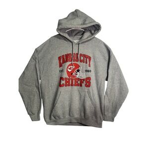 NFL Kansas City Chiefs Hoodie Mens Large Grey Pullover Sweatshirt Est 1960